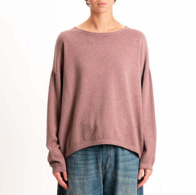 Zeroassoluto-Maglia girocollo a scatola - mauve