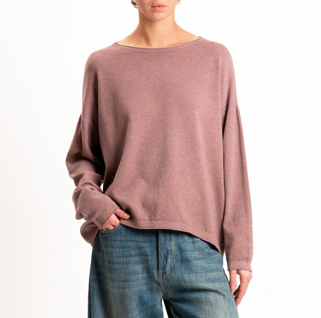 Zeroassoluto-Maglia girocollo a scatola - mauve