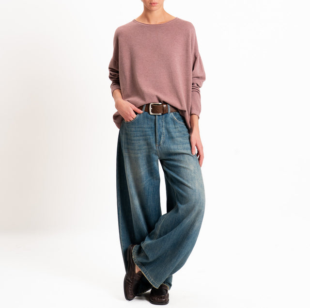 Zeroassoluto-Maglia girocollo a scatola - mauve
