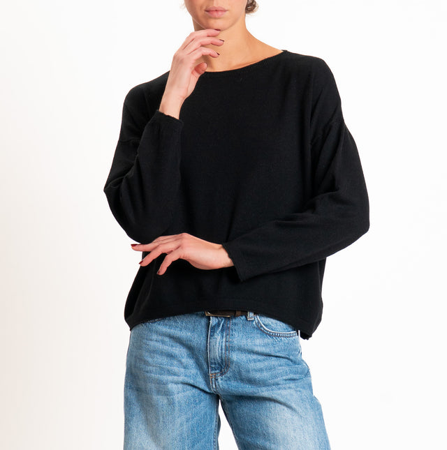 Zeroassoluto-Maglia girocollo a scatola - nero