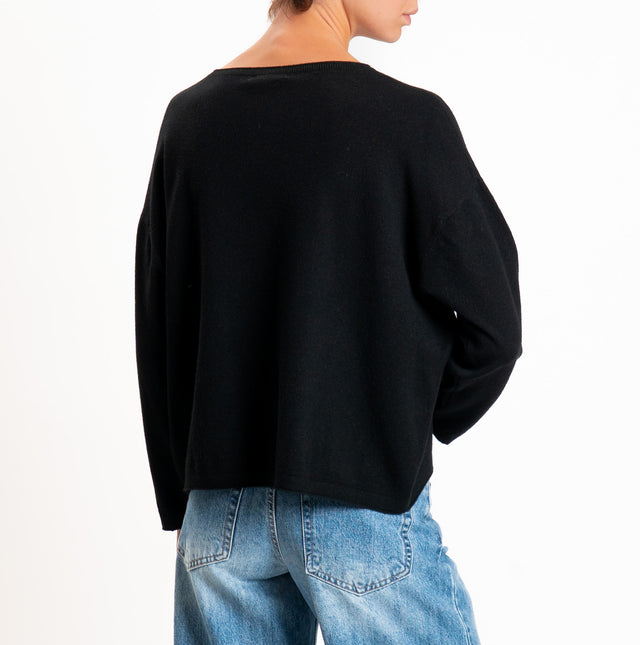Zeroassoluto-Maglia girocollo a scatola - nero