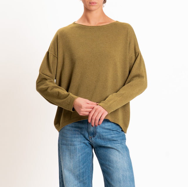 Zeroassoluto-Maglia girocollo a scatola - olio
