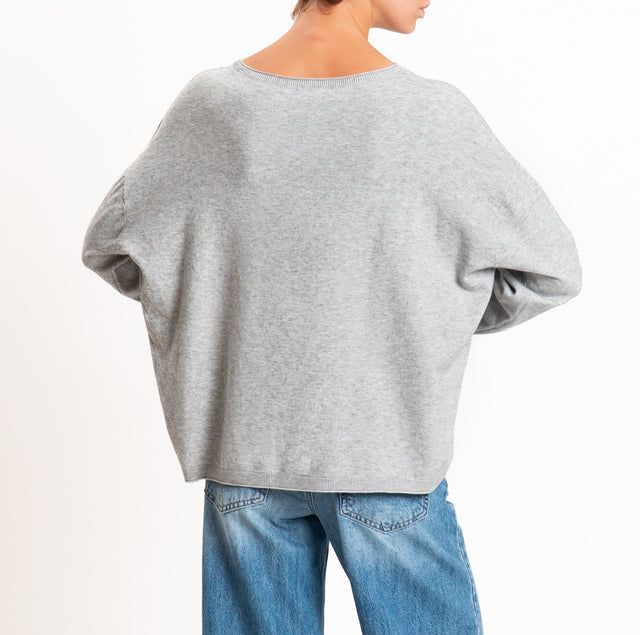 Zeroassoluto-Maglia girocollo a scatola - perla