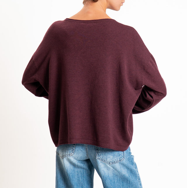 Zeroassoluto-Maglia girocollo a scatola - prugna