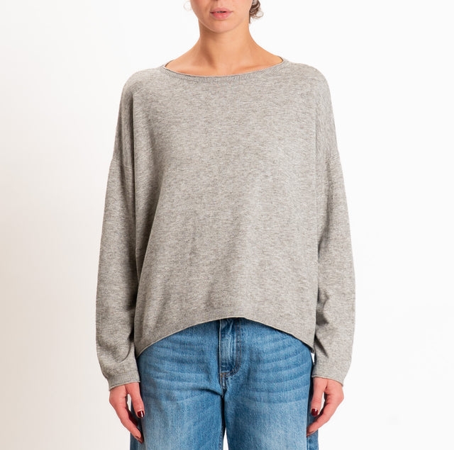 Zeroassoluto-Maglia girocollo a scatola - stone