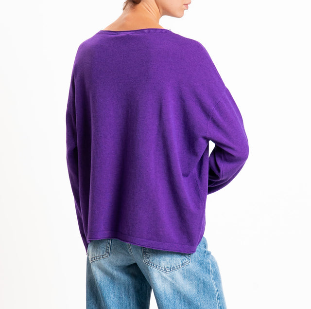 Zeroassoluto-Maglia girocollo a scatola - viola