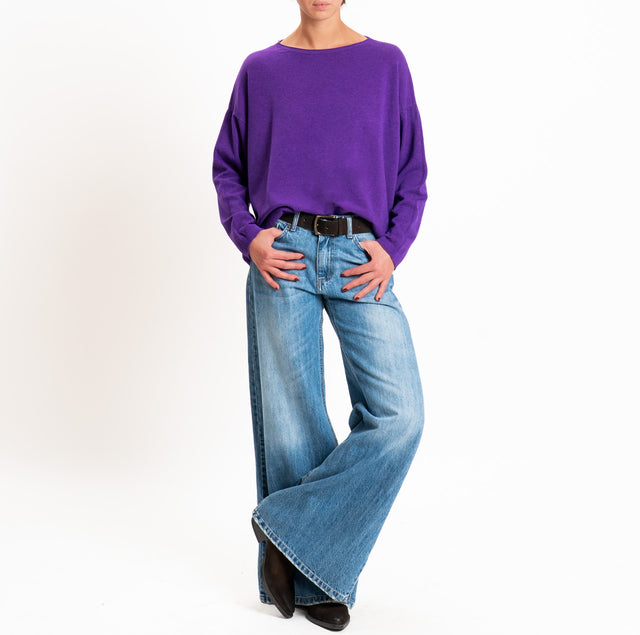 Zeroassoluto-Maglia girocollo a scatola - viola