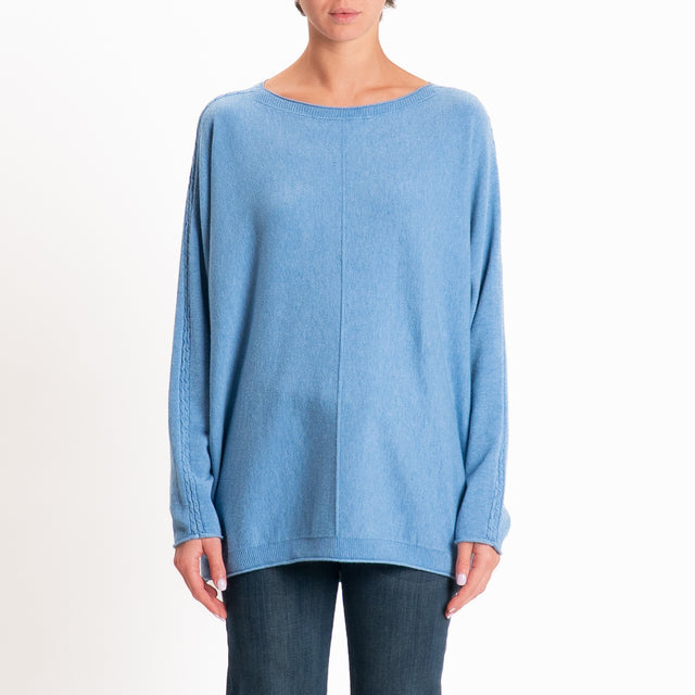 Zeroassoluto-Maglia over riga centrale - jeans