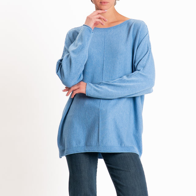 Zeroassoluto-Maglia over riga centrale - jeans