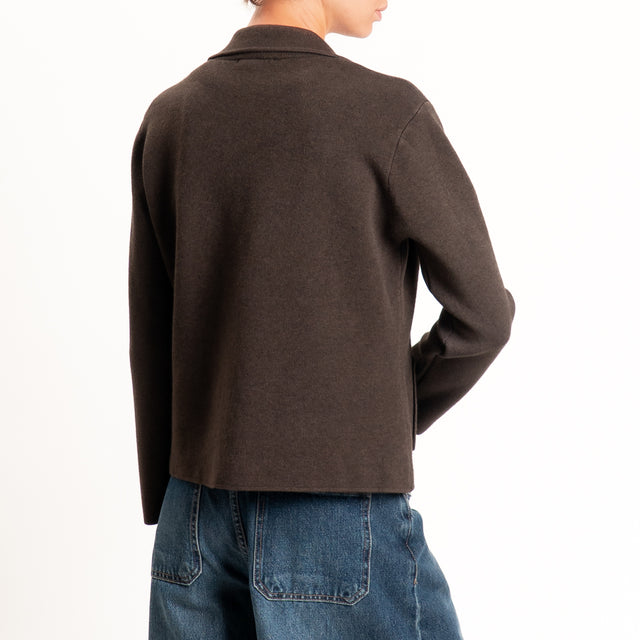 Zeroassoluto-Giacca in maglia con tasche - choco