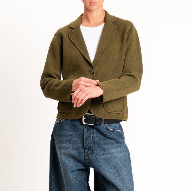 Zeroassoluto-Giacca in maglia con tasche - militare