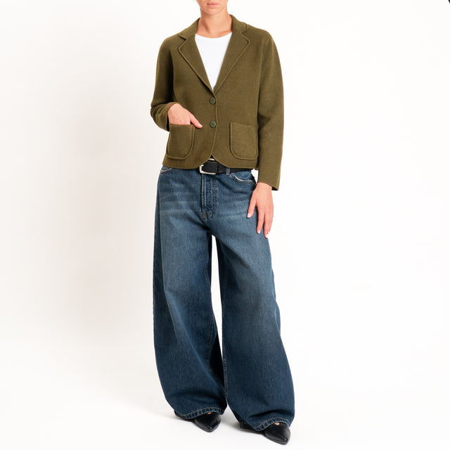 Zeroassoluto-Giacca in maglia con tasche - militare
