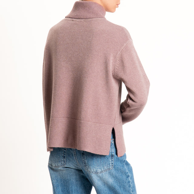 Zeroassoluto-Maglia scatola collo ad anello cannolè - mauve