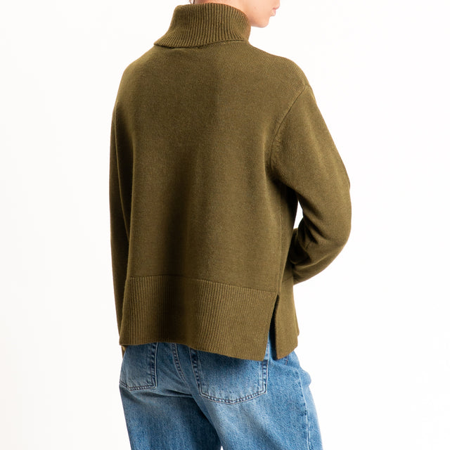 Zeroassoluto-Maglia scatola collo ad anello cannolè - militare