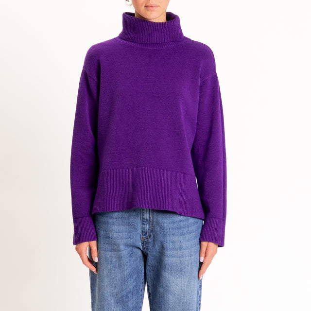 Zeroassoluto-Maglia scatola collo ad anello cannolè - viola