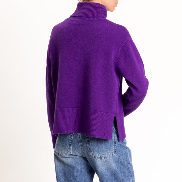 Zeroassoluto-Maglia scatola collo ad anello cannolè - viola