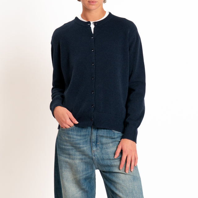 Zeroassoluto-Cardigan in maglia bordi a coste - Blu