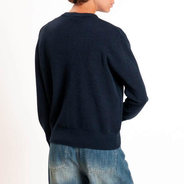 Zeroassoluto-Cardigan in maglia bordi a coste - Blu