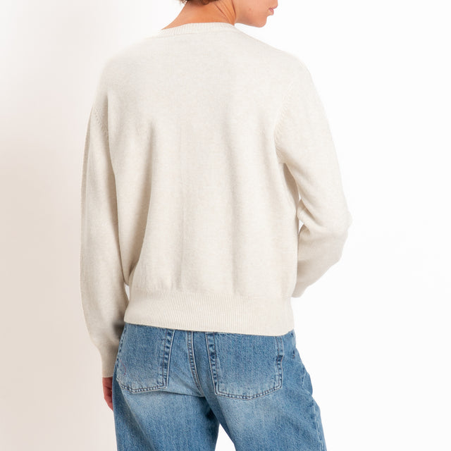 Zeroassoluto-Cardigan in maglia bordi a coste - gesso