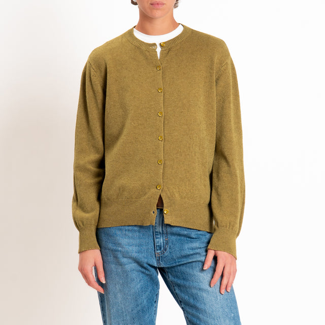 Zeroassoluto-Cardigan in maglia bordi a coste - olio