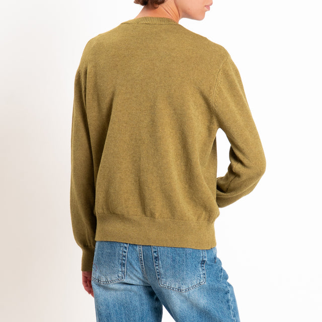 Zeroassoluto-Cardigan in maglia bordi a coste - olio