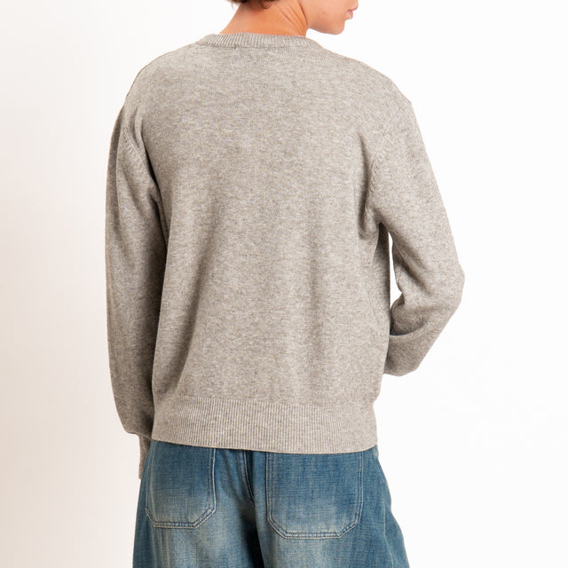 Zeroassoluto-Cardigan in maglia bordi a coste - stone