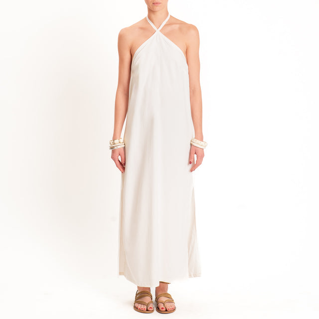 Zeroassoluto-Abito ALISA scollo halter misto lino - burro
