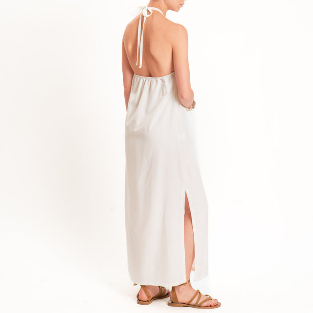 Zeroassoluto-Abito ALISA scollo halter misto lino - burro