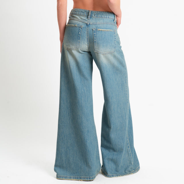 Zeroassoluto-Jeans ANGEL wide leg fit tela slegata - denim stone washed