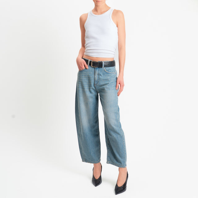 Zeroassoluto-Jeans ANKLE mom fit tela light- denim stone washed
