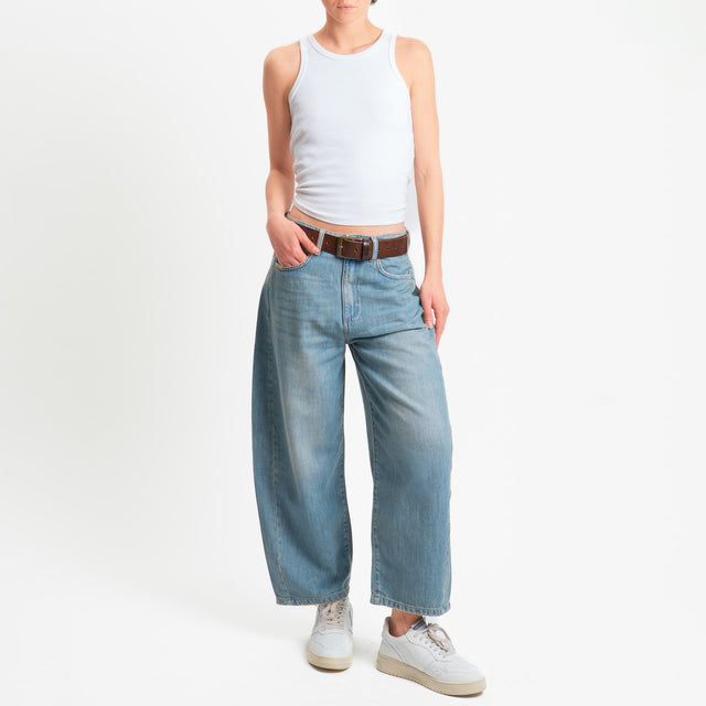 Zeroassoluto-Jeans ANKLE mom fit tela light- denim stone washed