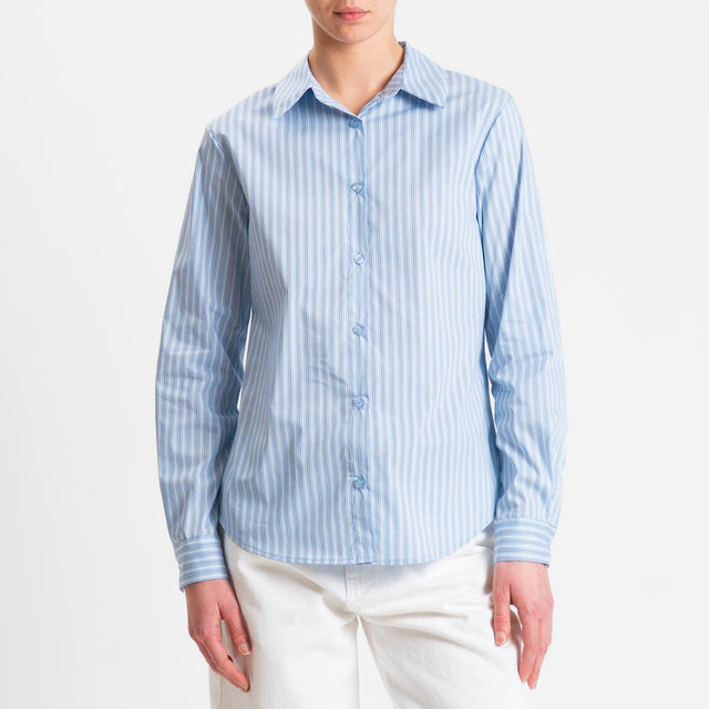 Zeroassoluto- Camicia ARIA a righe - latte/cielo