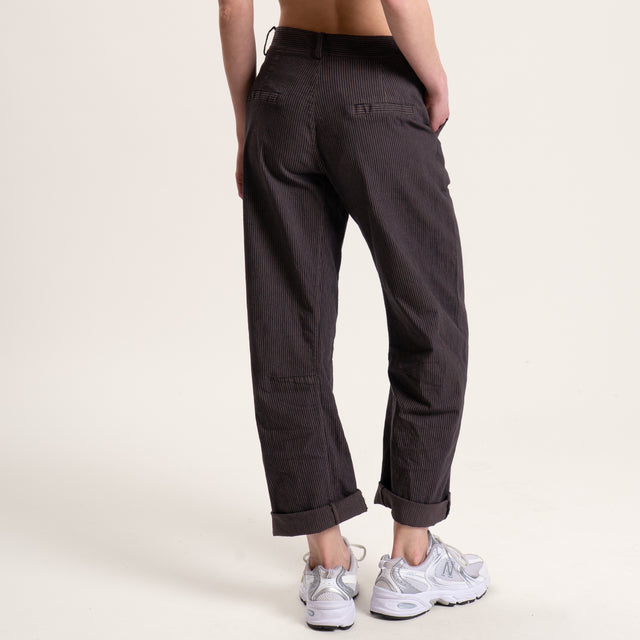 Zeroassoluto-Pantalone BARRY cotone elasticizzato - righe moro/nero