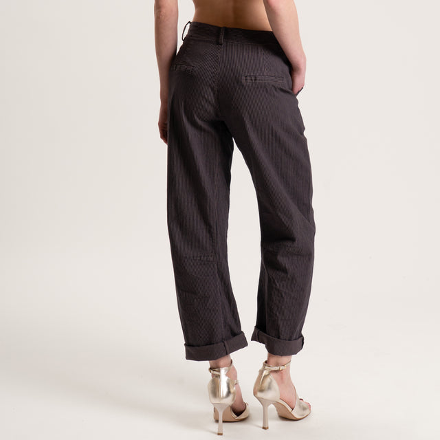 Zeroassoluto-Pantalone BARRY cotone elasticizzato - righe moro/nero