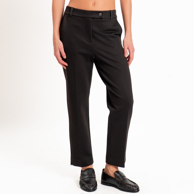 Zeroassoluto-Pantalone BATY gessato punto milano - moro/antracite