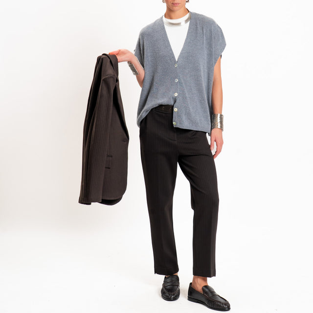 Zeroassoluto-Pantalone BATY gessato punto milano - moro/antracite