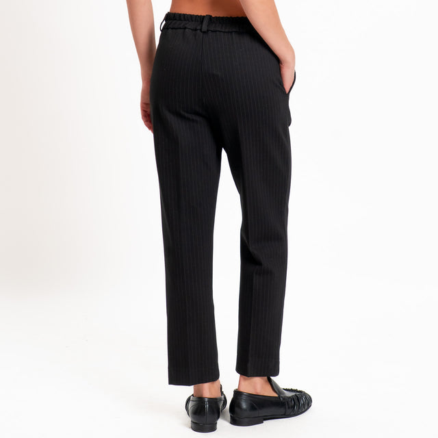 Zeroassoluto-Pantalone BATY gessato punto milano - nero/antracite