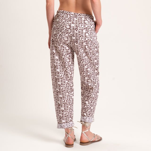 Pantalón Zeroassoluto-BAYA con elástico estampado - gotas latte/mocha