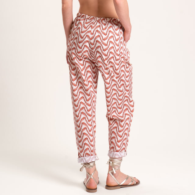 Pantalón Zeroassoluto-BAYA con elástico estampado - étnico leche/óxido