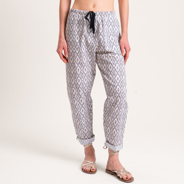 Zeroassoluto-Pantalone BAYA con elastico fantasia - maroc latte/nero