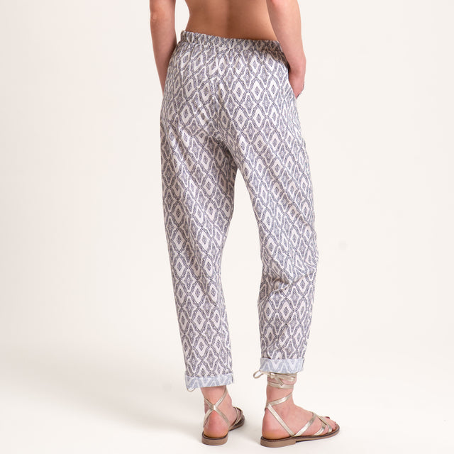 Pantalón Zeroassoluto-BAYA con elástico estampado - marroquí leche/negro