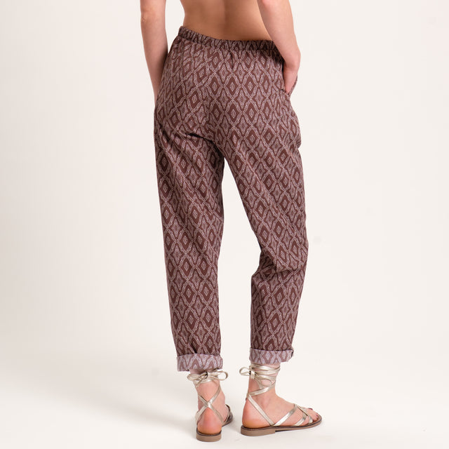Pantalón Zeroassoluto-BAYA con elástico estampado - maroc moka/leche