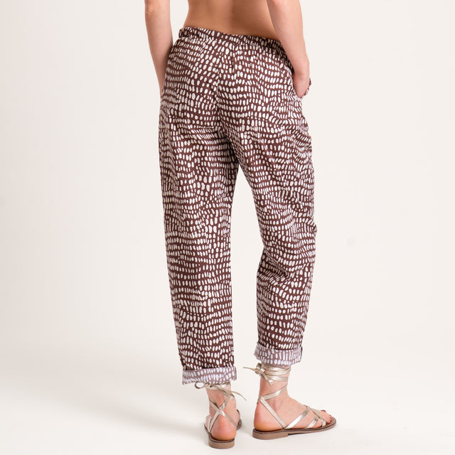 Pantalón Zeroassoluto-BAYA con elástico estampado - moca piedra/leche