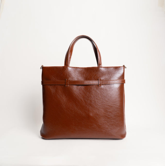 Zeroassoluto-Tote bag genuine leather high quality VINTAGE LOOK - cuoio