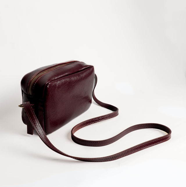 Zeroassoluto-Borsa tracolla genuine leather high quality VINTAGE LOOK - Bordeaux