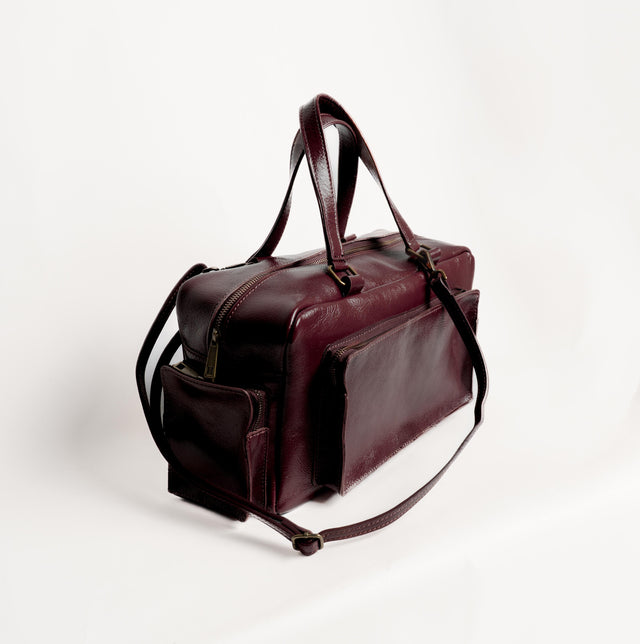 Zeroassoluto-Borsa weekend genuine leather high quality VINTAGE LOOK - Bordeaux