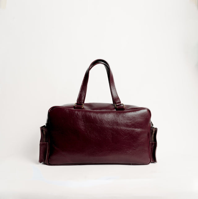 Zeroassoluto-Borsa weekend genuine leather high quality VINTAGE LOOK - Bordeaux