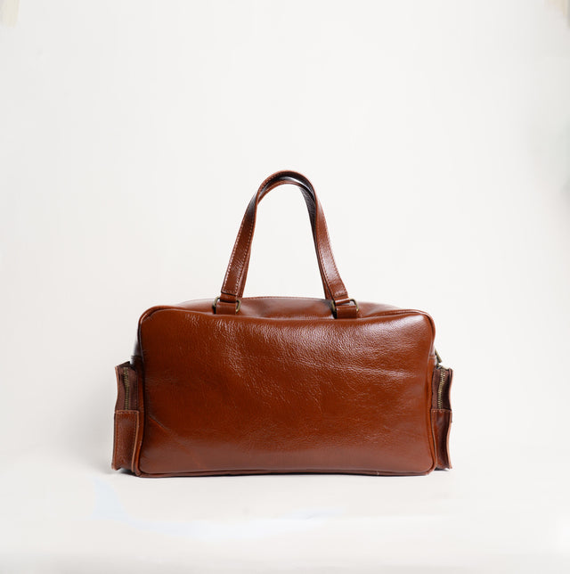 Zeroassoluto-Borsa weekend genuine leather high quality VINTAGE LOOK - cuoio