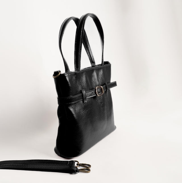 Zeroassoluto-Borsa a mano con fibbia genuine leather high quality VINTAGE LOOK - nero