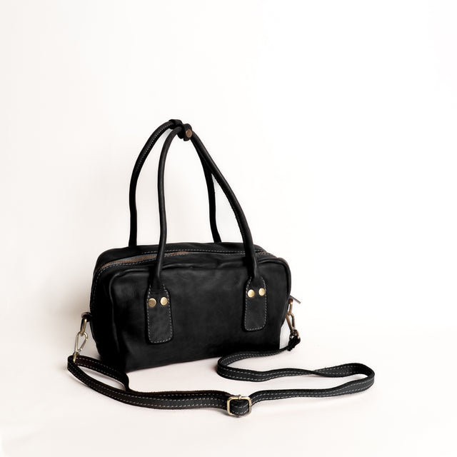 Zeroassoluto-Borsa bauletto genuine leather high quality - nero